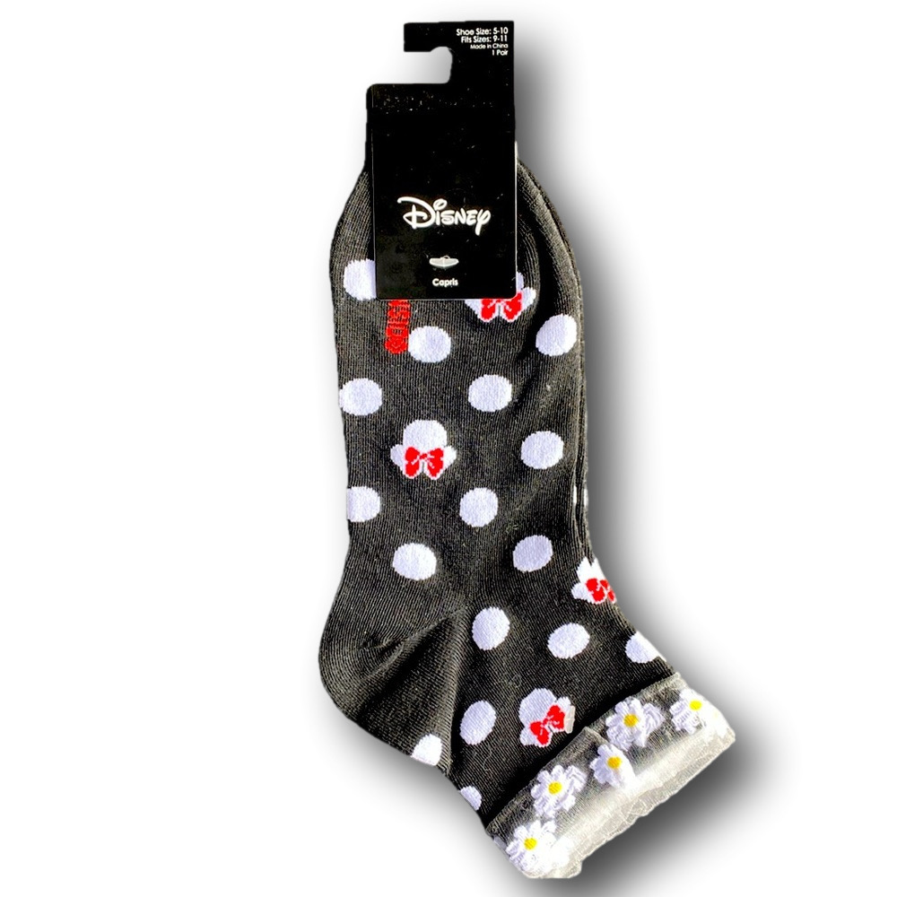 3/$20 Disney Minnie Mouse Floral Mesh Funny Novelty Ankle Socks - NWT